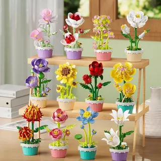 SR NEW Flower Pot Building Block ชุดตัวต่อดอกไม้ DIY ของขวัญสุดคุ้ม น่ารักมาก