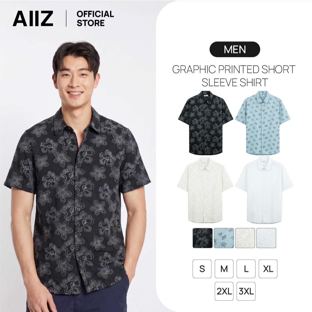 AIIZ (เอ ทู แซด) - AIIZ เสื้อเชิ้ตผู้หญิงทรงบ็อกซี่ พิมพ์ลาย AIIZ Women's Printed Boxy Short Sleeve Shirt