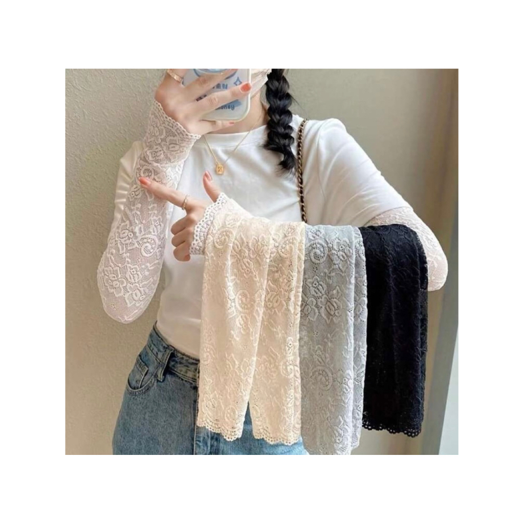 (พร้อมส่ง🧺)ปลอกแขนลูกไม้✨🌻🪞