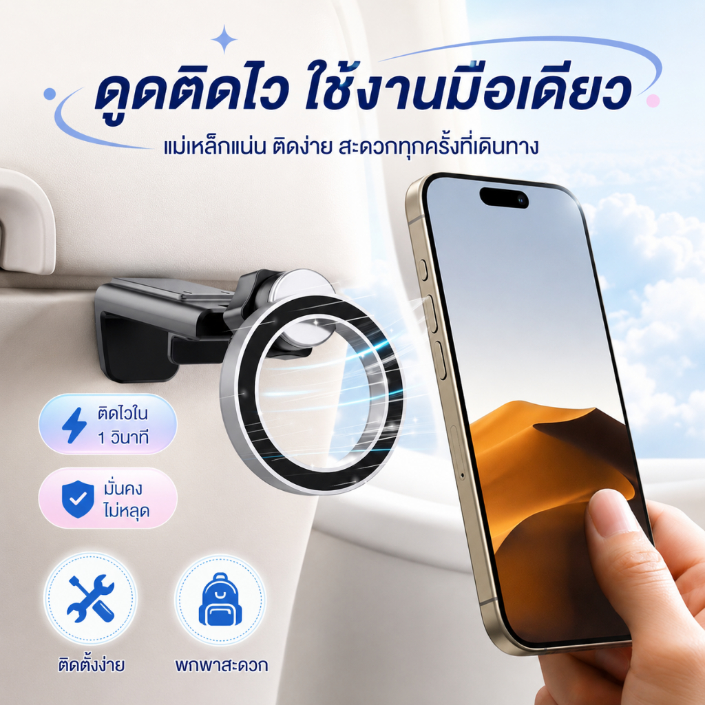 รุ่นใหม่!!ขาตั้งแม่เหล็กติดมือถือพกพาง่าย หมุนได้ 360 องศา ใช้งานใน 1 วินาที