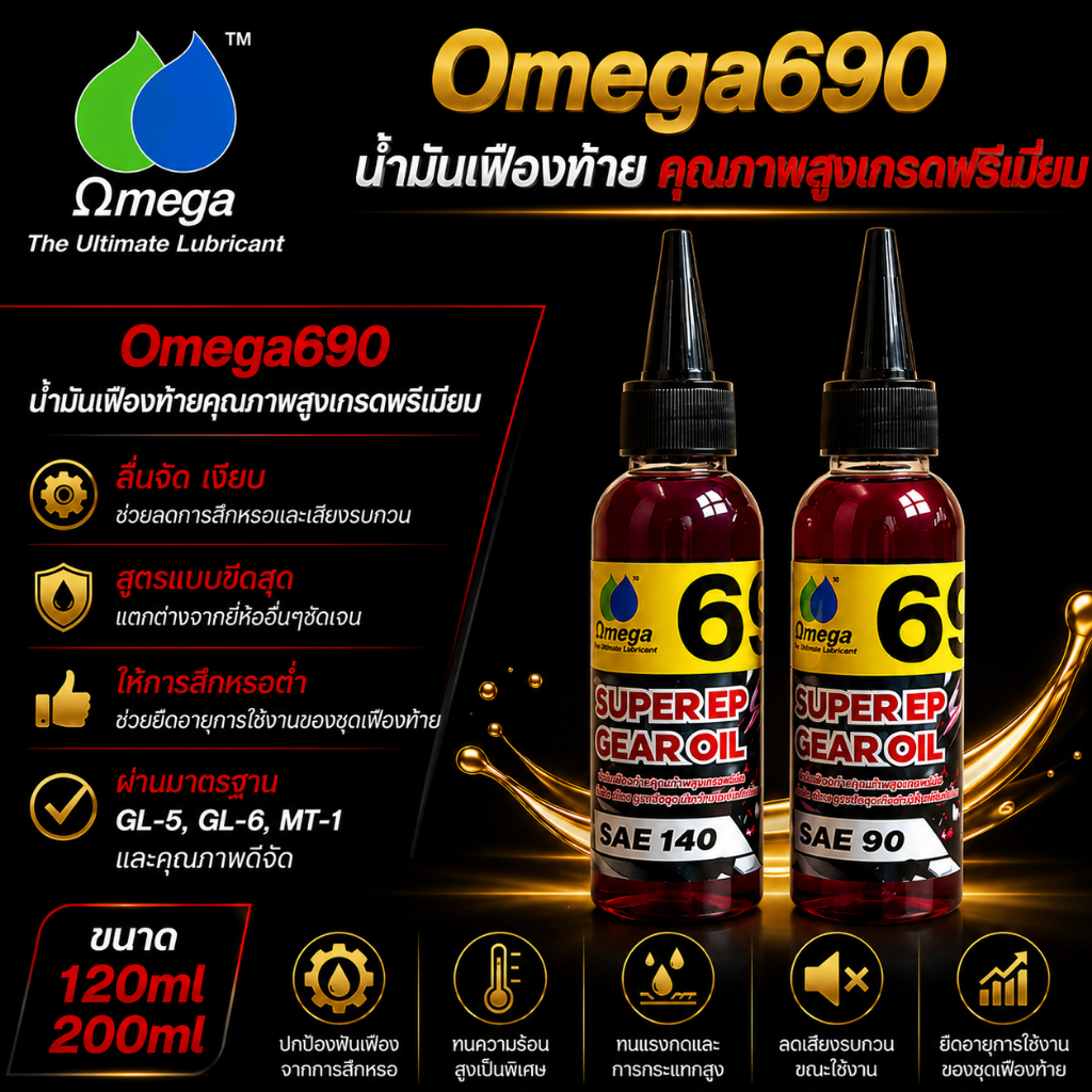 Omega690 น้ำมันเฟืองท้ายคุณภาพสูงเกรดพรีเมี่ยม