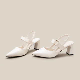 VONICA รองเท้าแตะผู้หญิง รองเท้าส้นสูงหัวแหลม หนังเงา สไตล์เกาหลี ทรงสวยแมทช์ได้ทุกชุดเรียบหรู