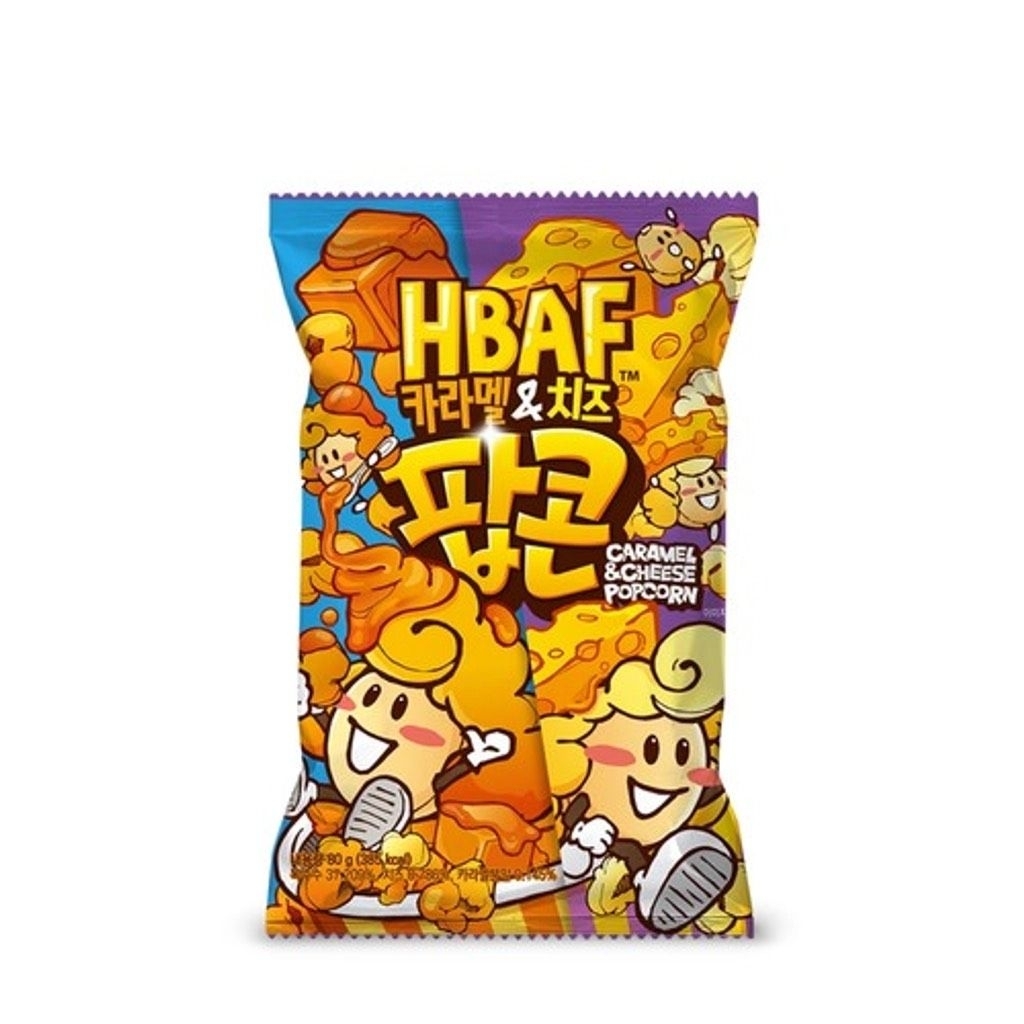 HBAF ป๊อปคอร์น รสคาราเมลแอนด์ชีส (HBAF Caramel & Cheese Popcorn)80กรัม.