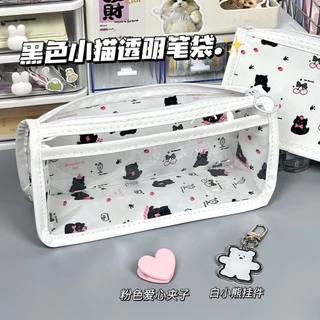 L338 กระเป๋าดินสอ กระเป๋าเครื่องสำอางค์คิตตี้แบบใส พร้อมส่งจากไทย