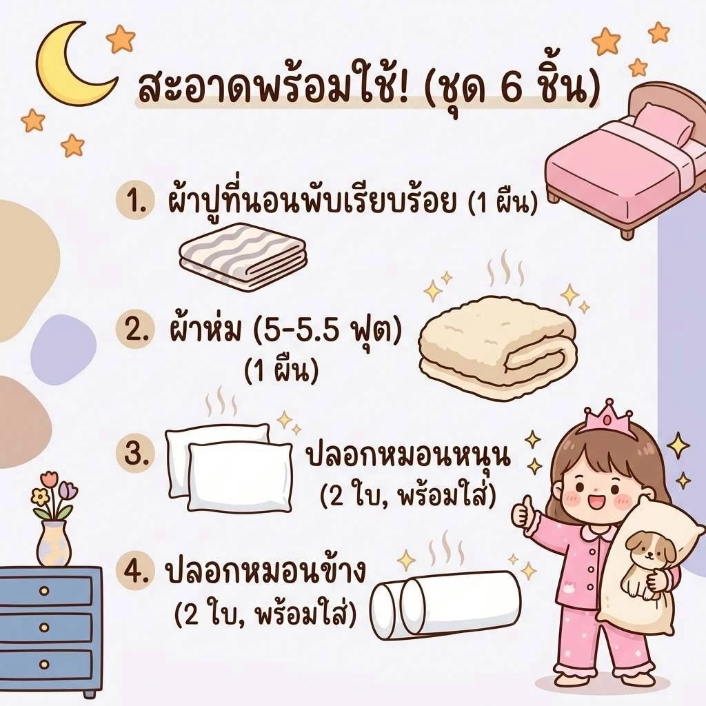 ชุดผ้าปูที่นอนครบเซต 6 ชิ้น ลายมินิมอล ขนาด 3-6 ฟุต thumbnail 10