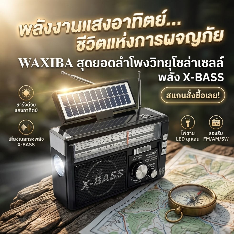 วิทยุใช้พลังงานโซลาร์เซลล์ ฟังก์ชั่นใช้งานครบครั่น MP-995DC