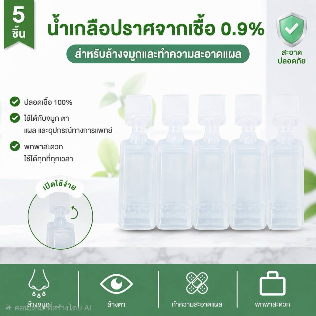 น้ำเกลือพ่น/หยดจมูก น้ำเกลือเด็ก น้ำเกลือปลอดเชื้อ 5ml