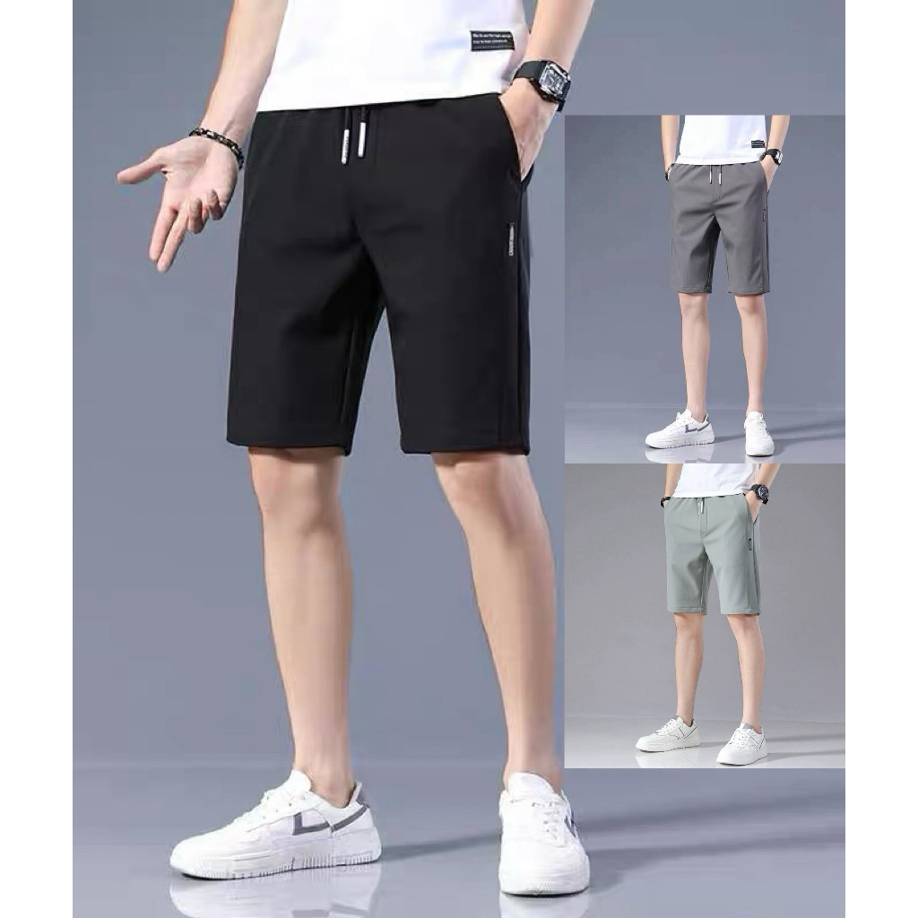 #049#L-5XL#กางเกงขาสั้นฤดูร้อนกางเกงลำลองขาสั้นผ้าร่มใส่สบายเอวยางยืดเนื้อผ้าระบายอากาาสได้ดี