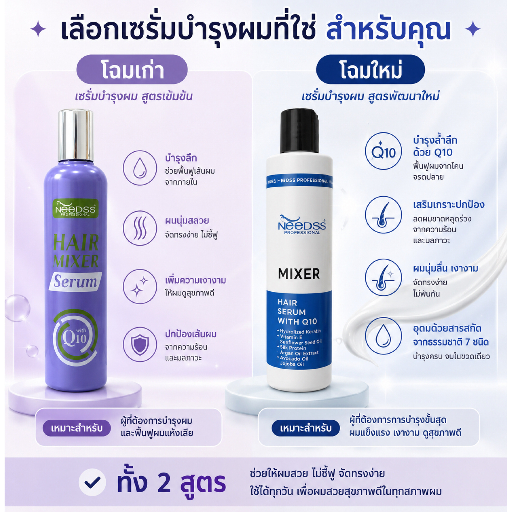 โฉมใหม่!!! Needs Hair Mixer Serum with Q10 นีดส์ แฮร์ มิกเซอร์ ซีรั่ม วิธ คิวเทน