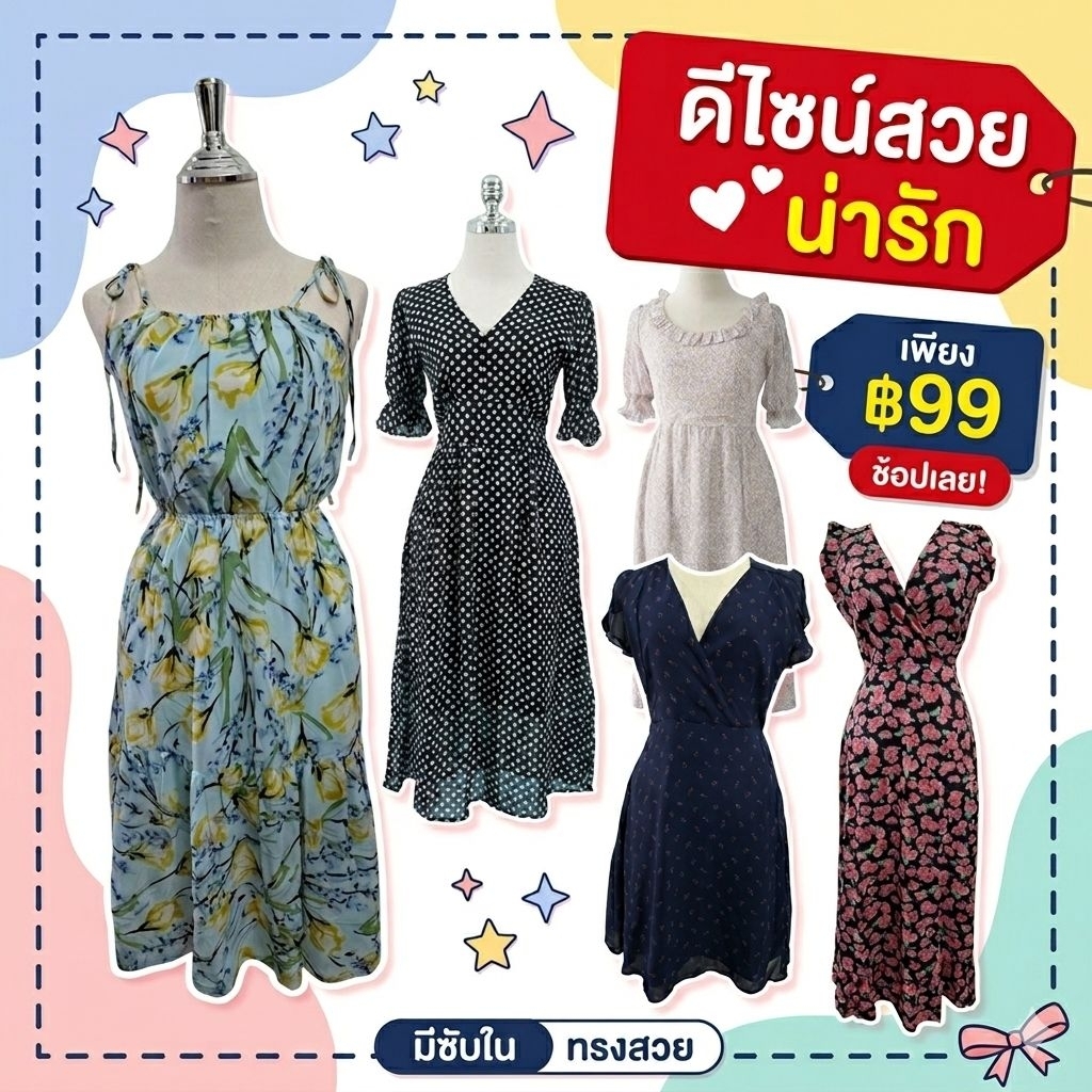 เดรสสายคาเฟ่สวยน่ารัก มือหนึ่ง