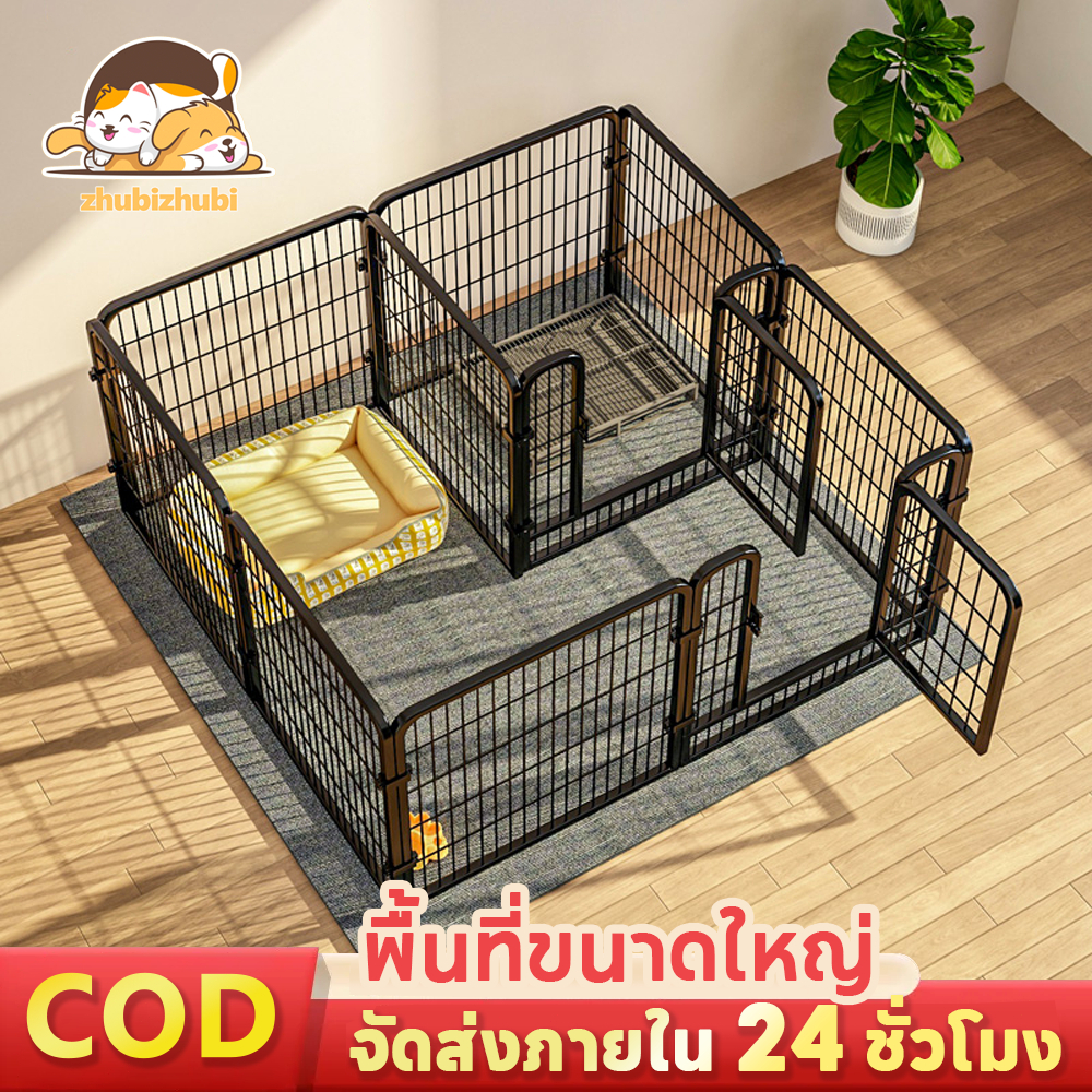 ✨ปรับแต่งได้! กรงสุนัขท่อเหล็กชุบสังกะสี [13ขนาด+5ความสูง] ✔️กันสนิม100% ✨ประกอบง่าย5นาที ⚡เหมาะกับสุนัขทุกพันธุ์