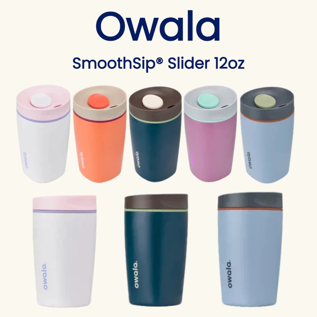 Owala SmoothSip Slider ขวดน้ำกันรั่วซึม ขนาด 12oz ไม่มีหลอด ทนความร้อน แข็งแรงทนทาน