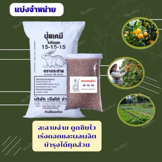 (ของแท้ 100%) ปุ๋ยสูตร 15-15-15 ตรากระต่าย[แบ่งขาย500กรัม,1กิโล]พร้อมส่ง
