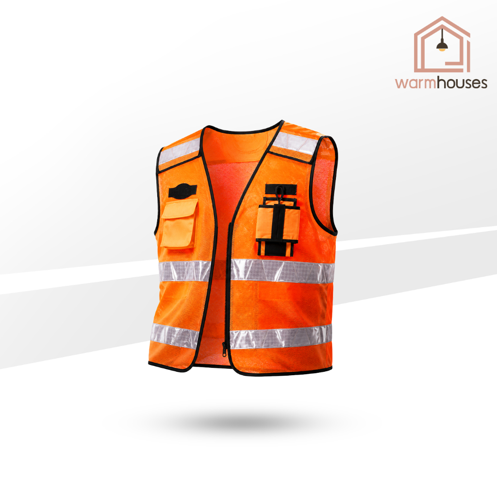 เสื้อกั๊กสะท้อนแสง เสื้อคนงาน reflective vest เสื้อกั๊กเซฟตี้ สำหรับ ช่างซ่อมบำรุง ก่อสร้าง รปภ. Free size warmhouses