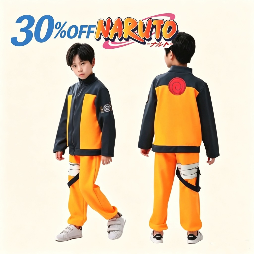 Uzumaki Naruto  ชุดคอสเพลย์สำหรับเด็ก อนิเมะ นินจาโก ชิปปูเด็น ชุดสูท เสื้อและกางเกงฮาโลวีน
