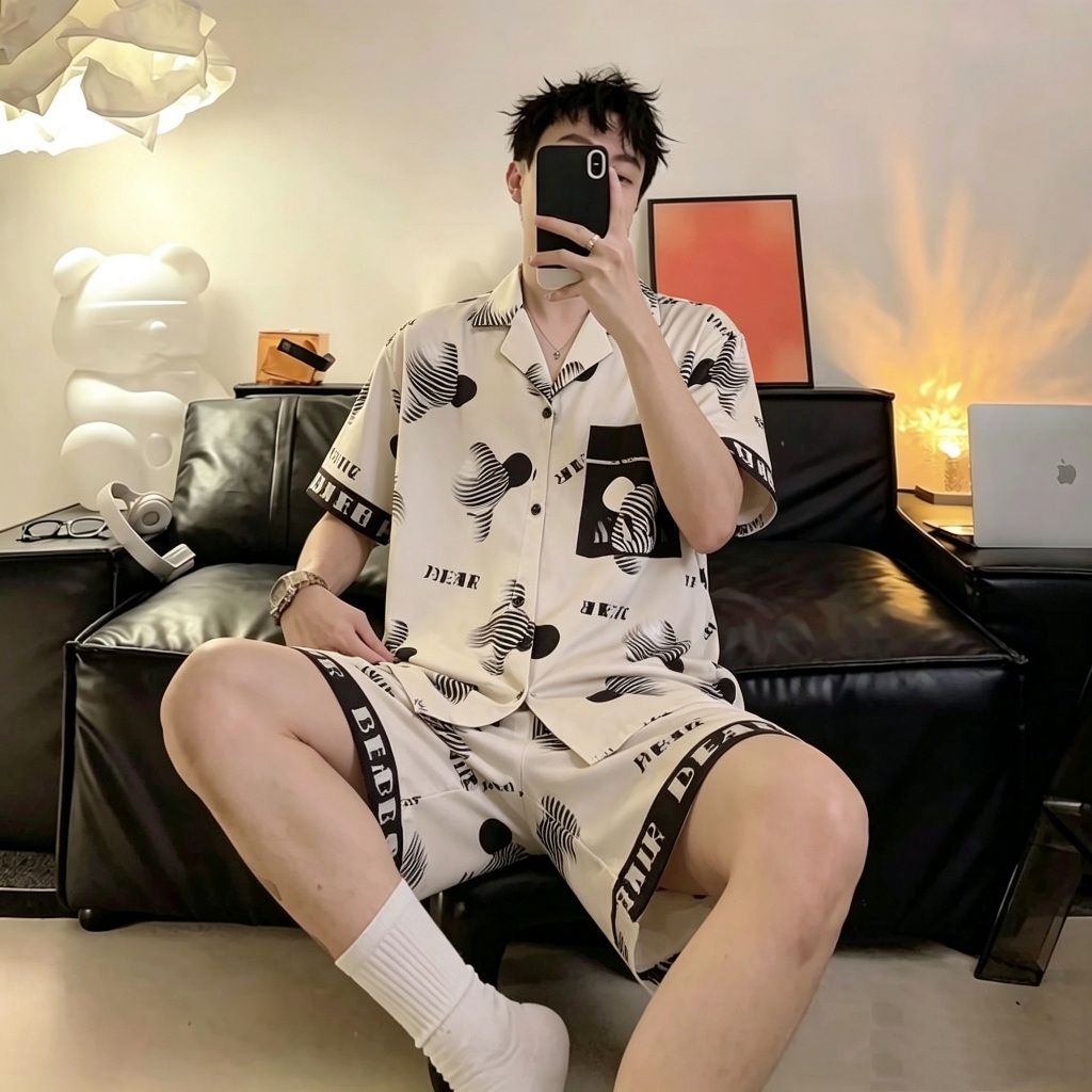 ชุดนอนผู้ชายดีไซน์เรียบหรู ผ้าไหมอิตาลี นุ่มละมุน เย็นระบายอากาศทุกฤดู