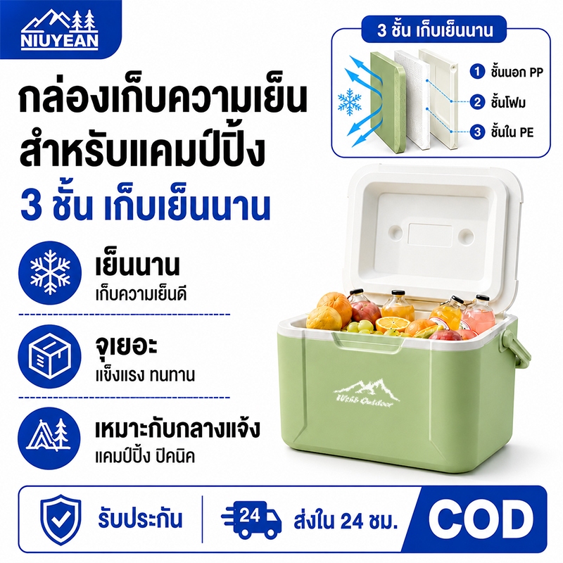 กระติกน้ำแข็ง ถังน้ำแข็ง แบบพกพา กระติก Camping Cooler เก็บความเย็น ความจุ 6-30 ลิตร ตั้งแคมป์