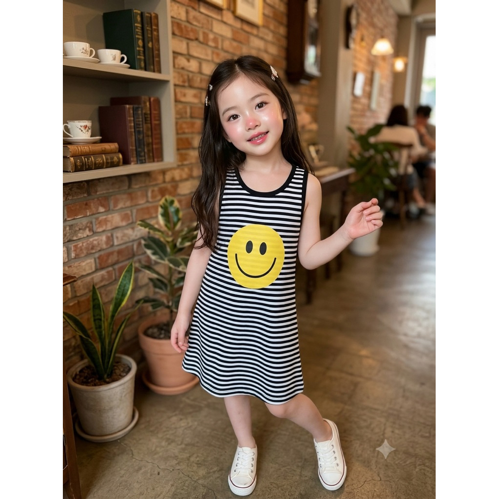 เดรสลายทางรูปยิ้มสดใสน่ารัก💛
