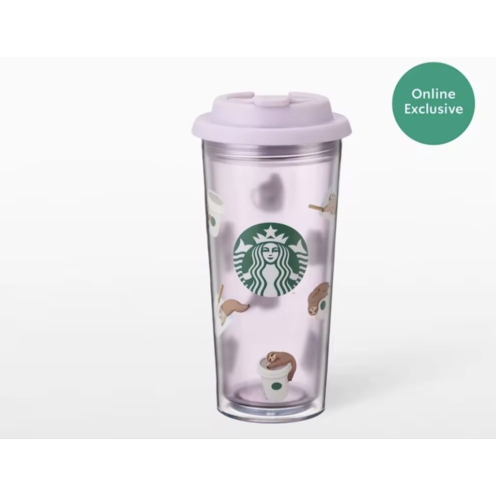 Starbucks Sleepy Flopping Sloths Tumbler 16oz. ทัมเบลอร์สตาร์บัคส์พลาสติก ขนาด 16ออนซ์