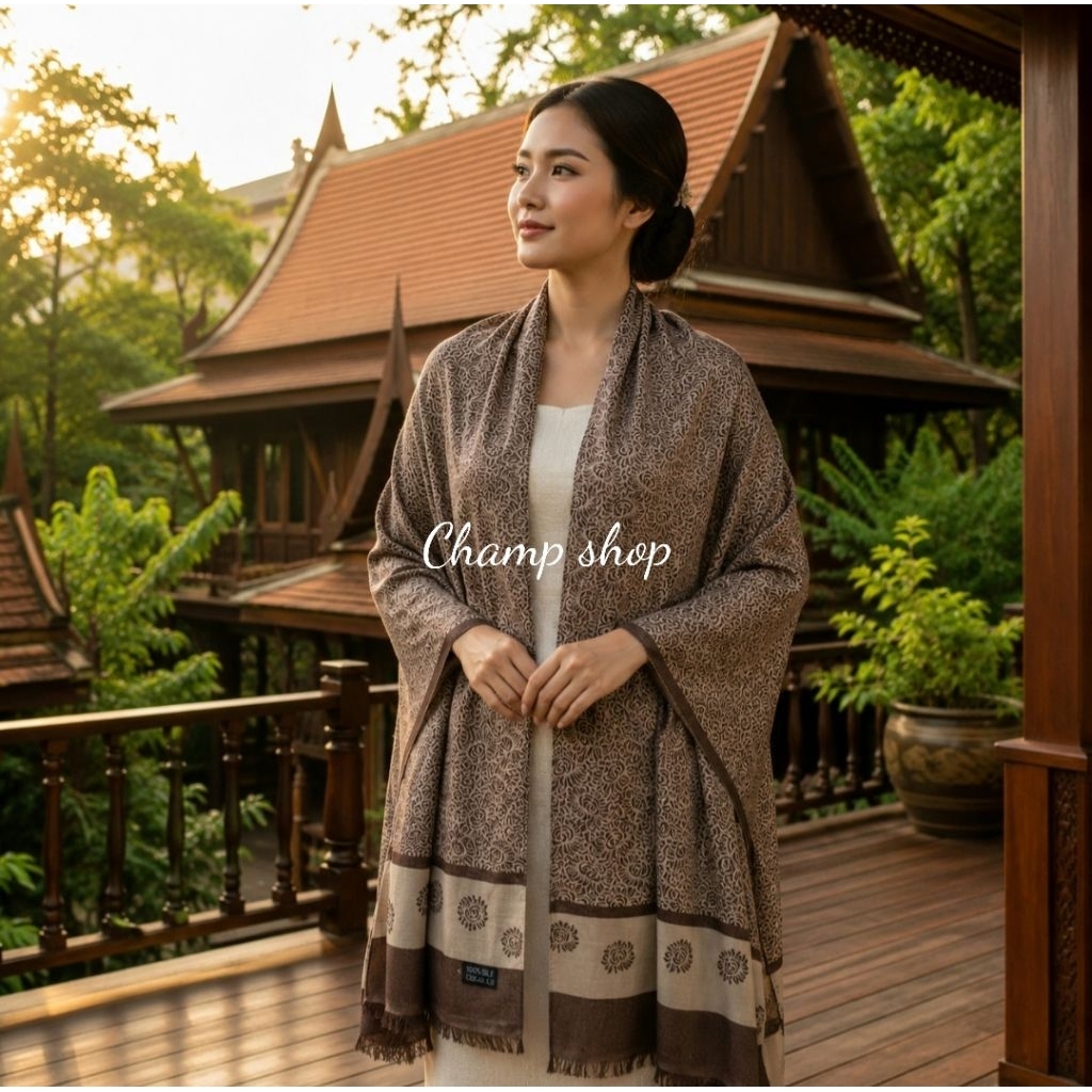 ผ้าพันคอ ผ้าคลุมไหล่ ผ้าแพรไหม ลายดอกไม้ เนื้อผ้าลื่นๆทิ้งตัว เป็นของขวัญ ของฝาก
