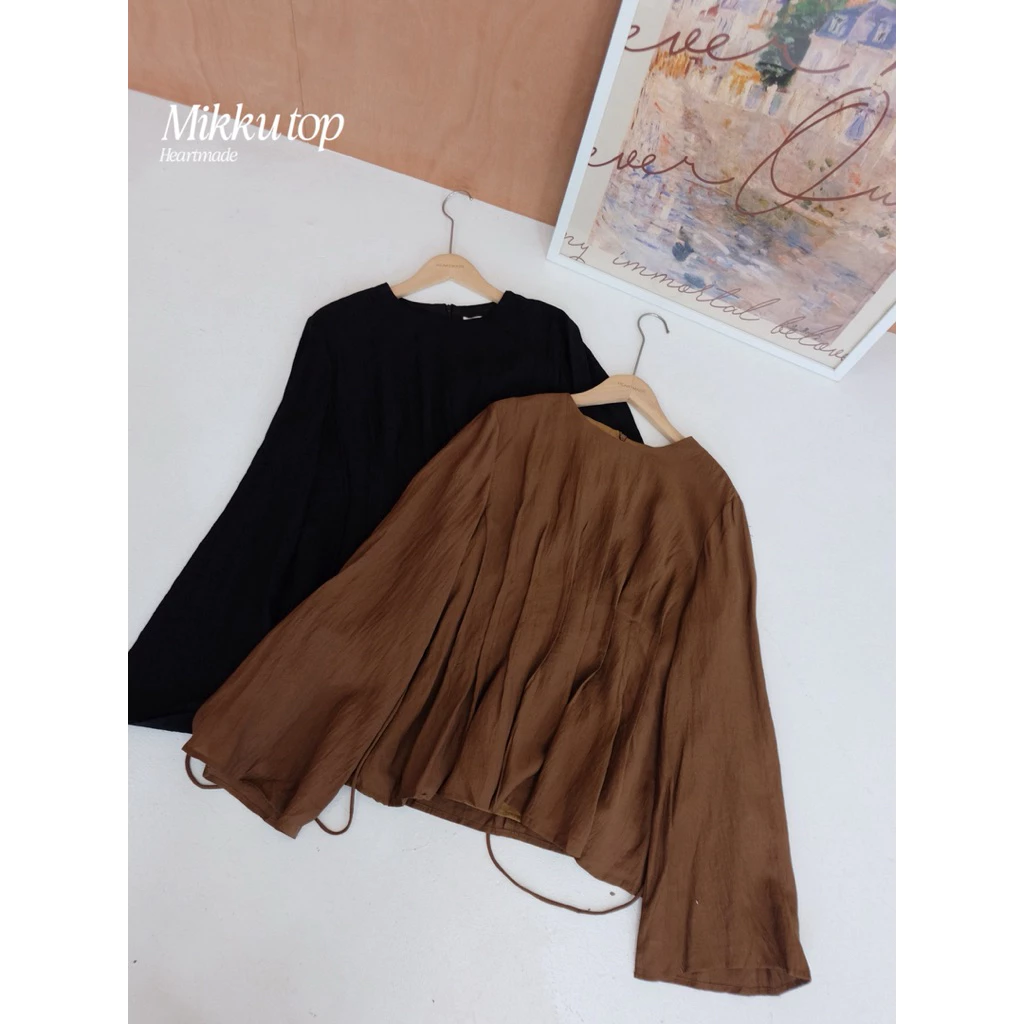 Heartmade-Mikku top🪞🤎(สินค้าพร้อมส่งสีพื้น/ลายจุด(ใหม่)🤏🏻👀