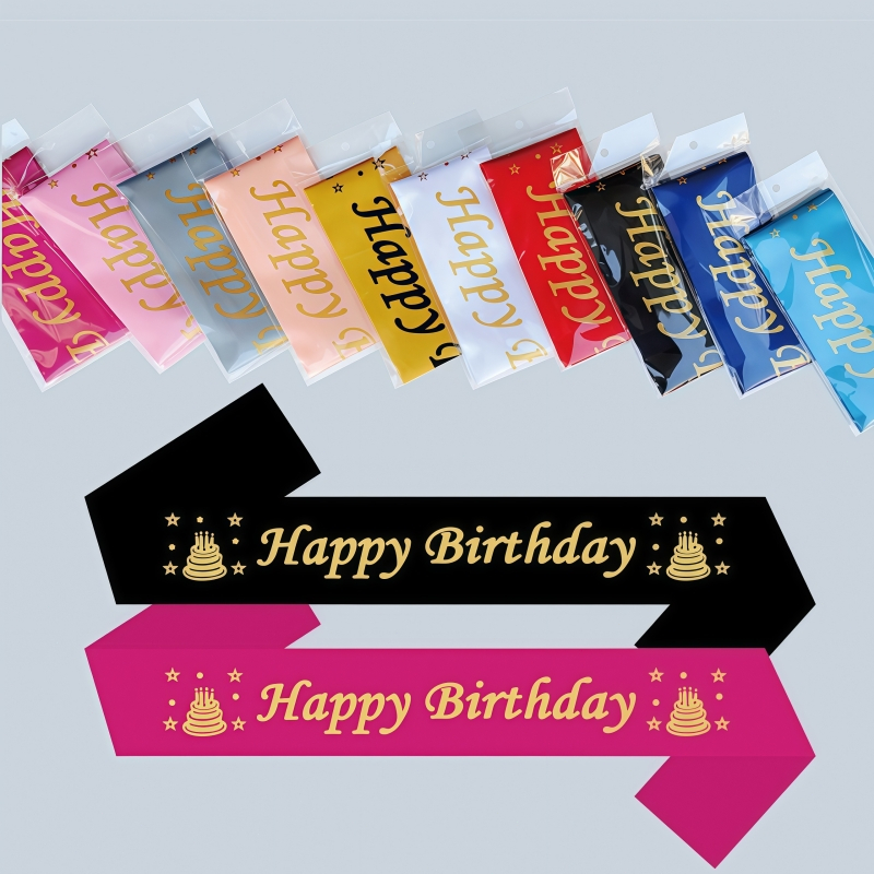 สายสะพาย Happy Birthday สำหรับงานวันเกิดผู้ใหญ่ ลายพิมพ์สวย ใช้ตกแต่งปาร์ตี้ ถ่ายรูป และร่วมงานเฉลิมฉลอง