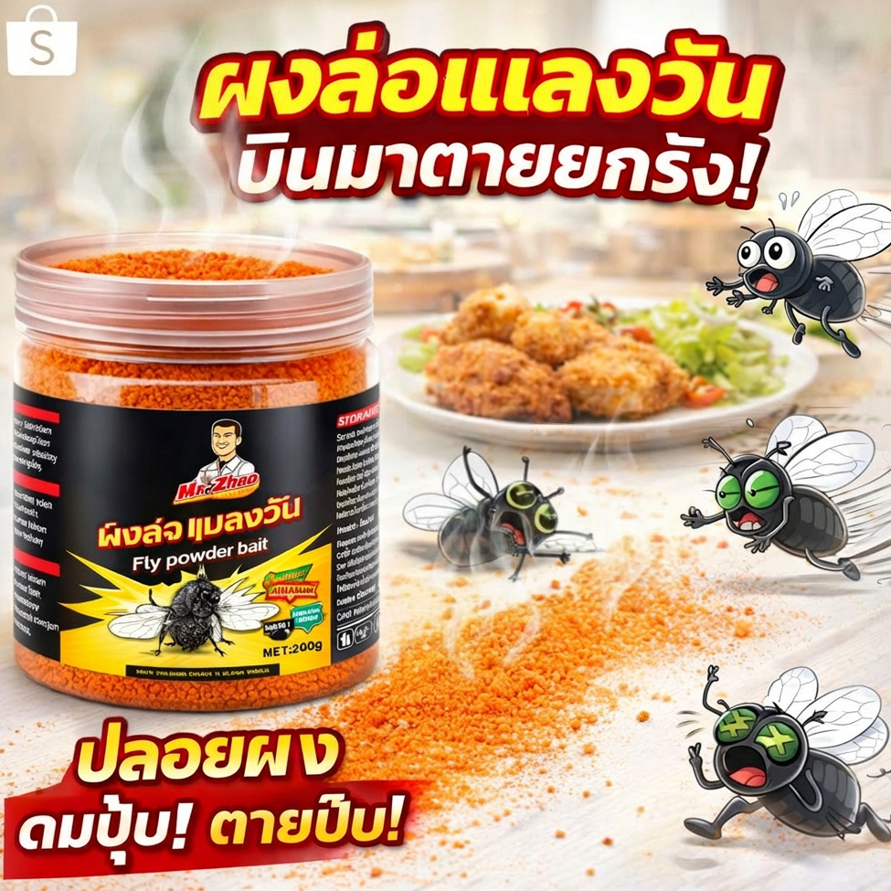 🐝แค่ได้กลิ่น แมลงวันก็ตายทันที!🚫ไล่แมลงวัน กำจัดแมลงวัน ผงไข่เน่า สูตรเข้มข้นจากญี ปลอดภัย ไร้สารพิษ 200g