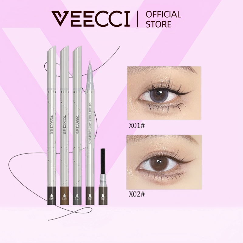 VEECCI อายไลเนอร์ ของเหลว 0.01MM อเนกประสงค์ กับ บาร์อาหารเสริม หัวปากกา ติดทน 0.3ml（100% ของแท้）