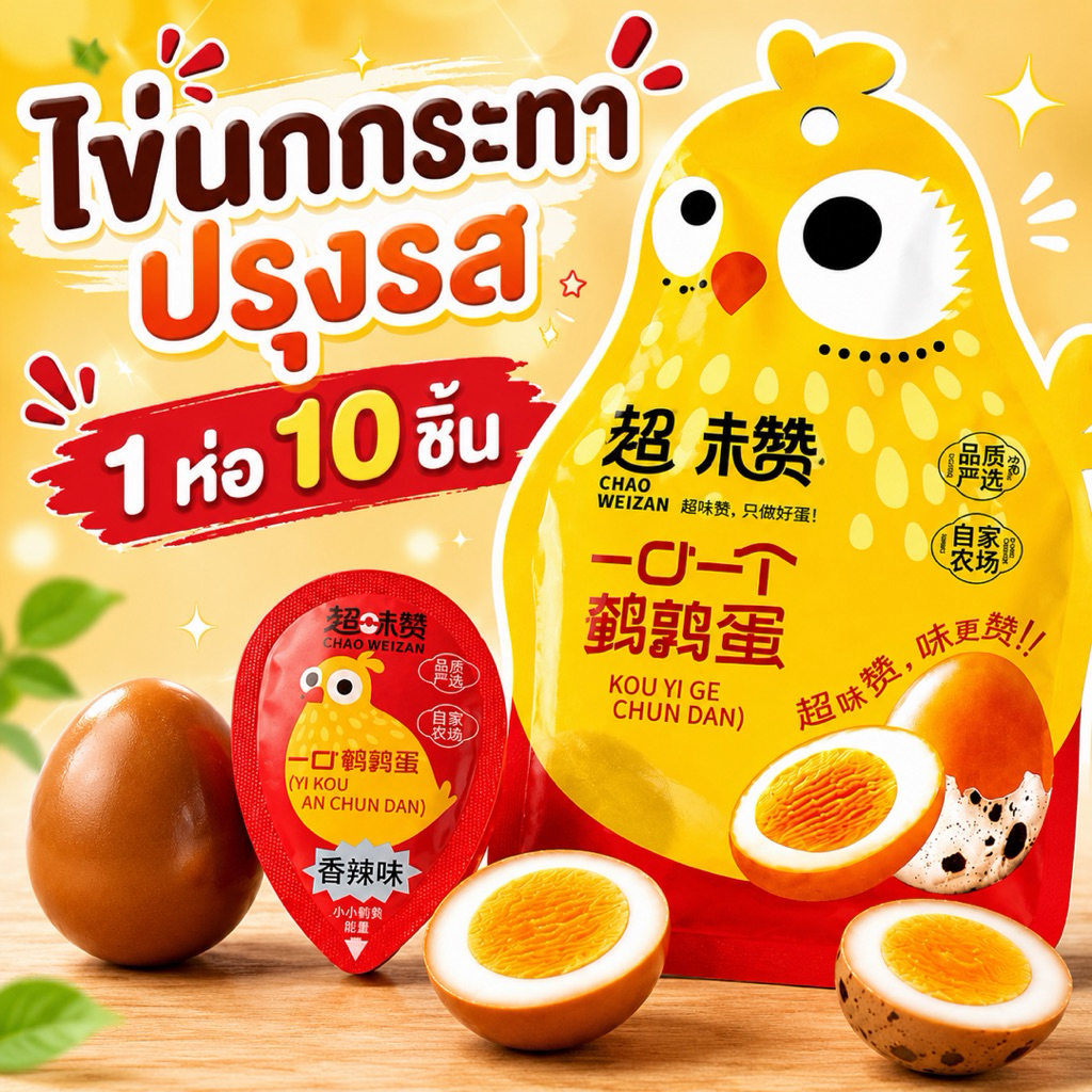 ไข่นกกระทาปรุงรส พร้อมทาน 1ห่อ 10ชิ้น🥚
