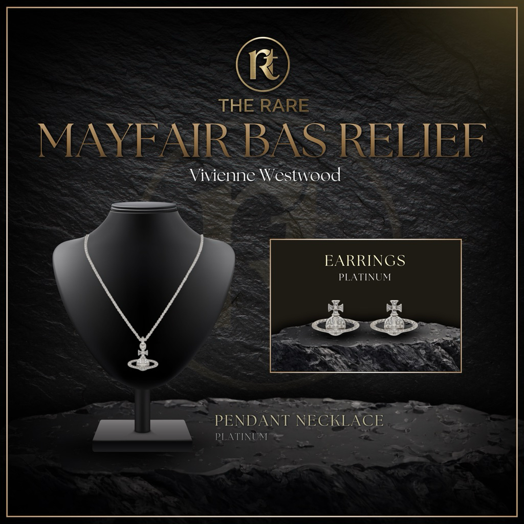 💎Vivienne Westwood Mayfair Bas Relief Necklace⚡️ Earrings💎ของแท้ อุปกรณ์ครบเซ็ท
