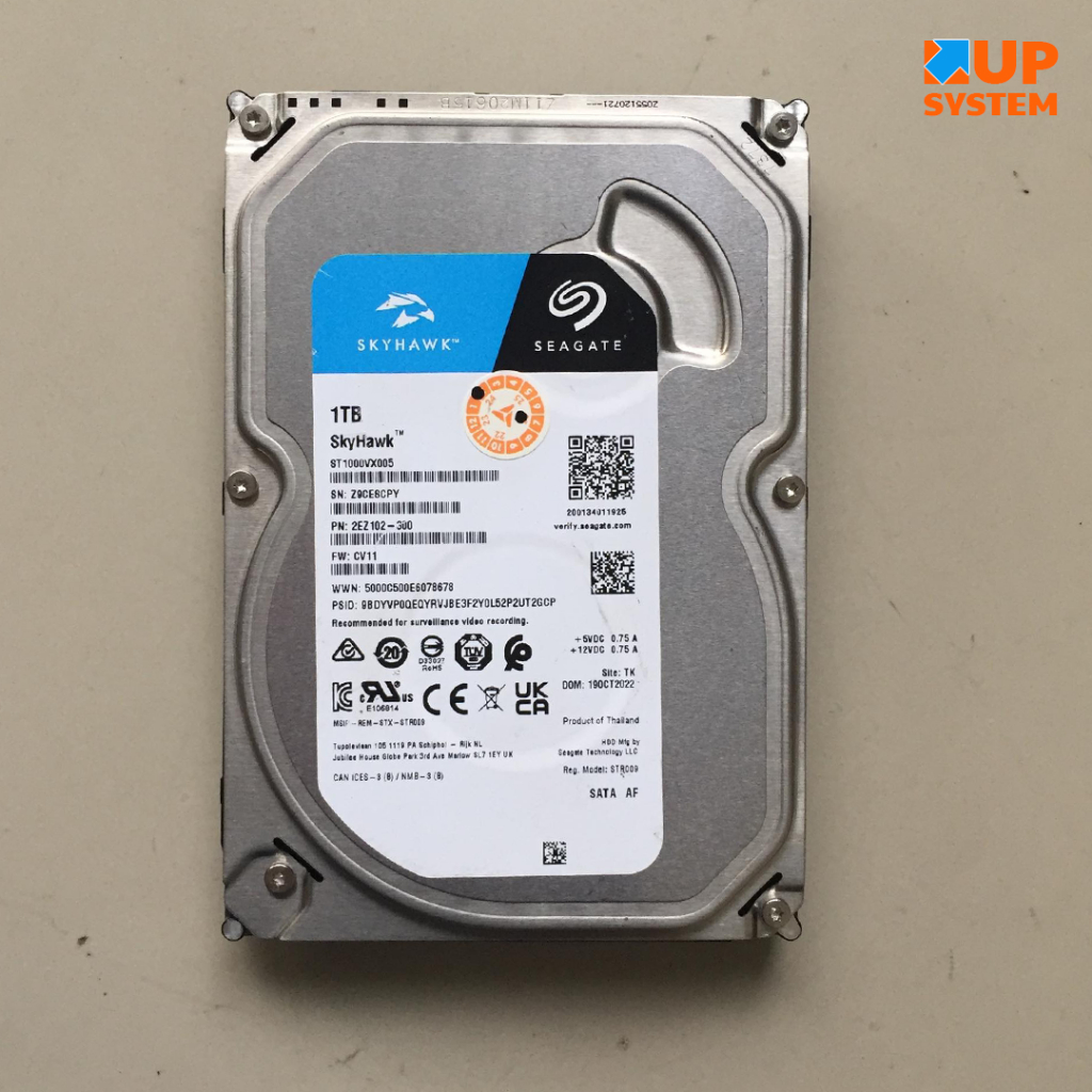 HDD SEAGATE SkyHawk (ST1000VX005) / 1TB / SATA / 5900 RPM / Size 3.5นิ้ว (#ฮาร์ดดิสก์มือ2)