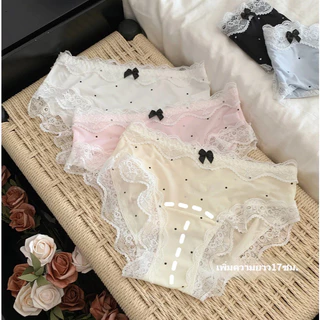 🎀M-XL🎀 กางเกงในลูกไม้ผู้หญิง เป้าผ้าฝ้ายแท้ โบว์สวย ใส่สบาย นุ่ม ยืดหยุ่นสูง สไตล์ญี่ปุ่นเซ็กซี่