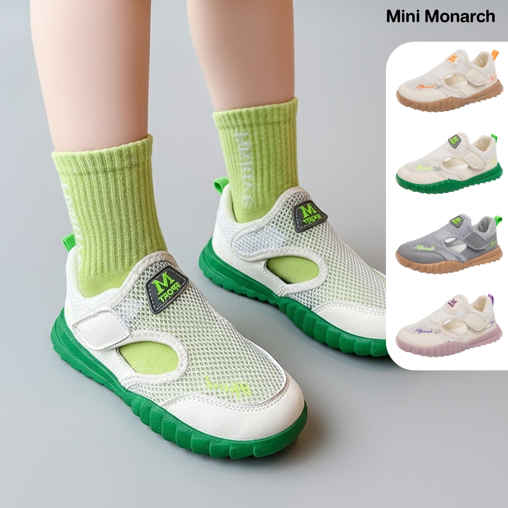 Mini Monarch รองเท้าผ้าใบตาข่ายเด็ก 4 สี ระบายอากาศดี ใส่สบาย เท้าไม่อับ นุ่มเบา คุณภาพดี