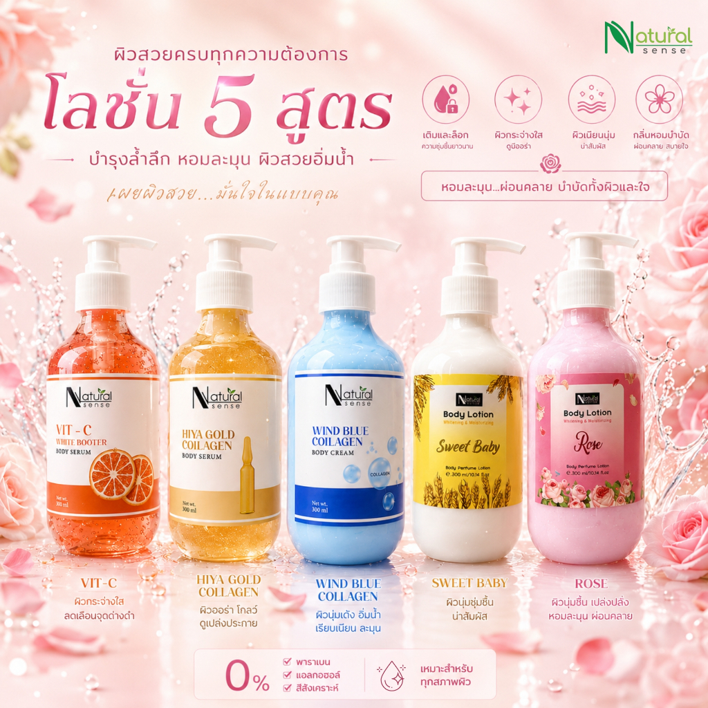 ครีมทาผิวสปา เซรั่มผิวขาว โลชั่นน้ำหอม เซรั่มไอยา ครีมบำรุงผิวกาย Natural Sense Body Cream