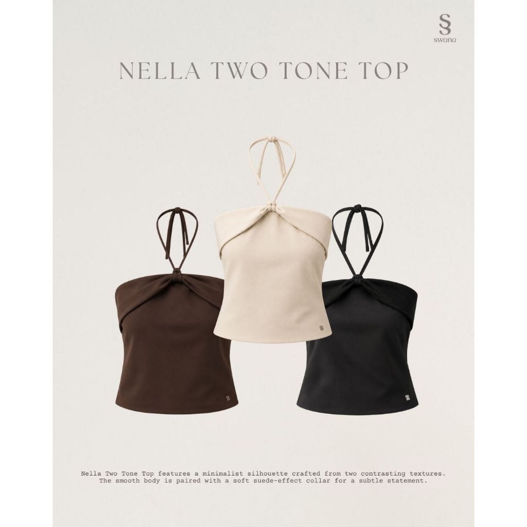 Swana.ss - Nella two tone top (เนล-ล่า) XS-XL แค่เสื้อ เสื้อ Two tone top ดีไซน์มินิมอล