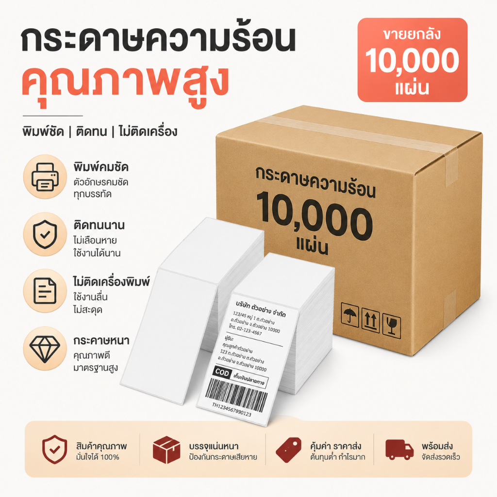 10000 แผ่นโรงงานขายส่ง กระดาษความร้อนแบบพับ 100*150 76*130 ยกลัง เทอร์มอลสติ๊กเกอร์ ใบปะหน้า แพ็คกล่อง โรงงานขา