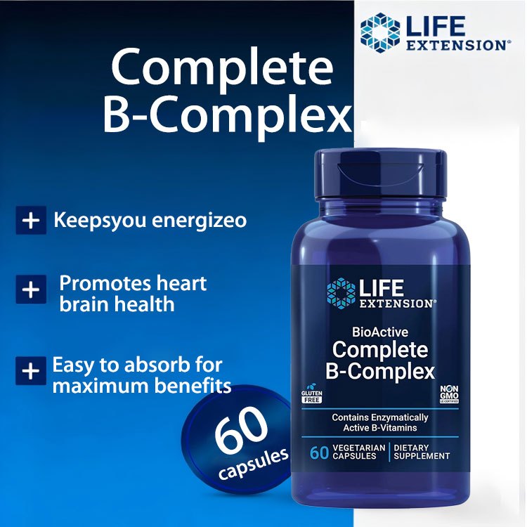 Life Extension B-Complex Vitamins, 60 Capsules, Adult Dietary Supplement