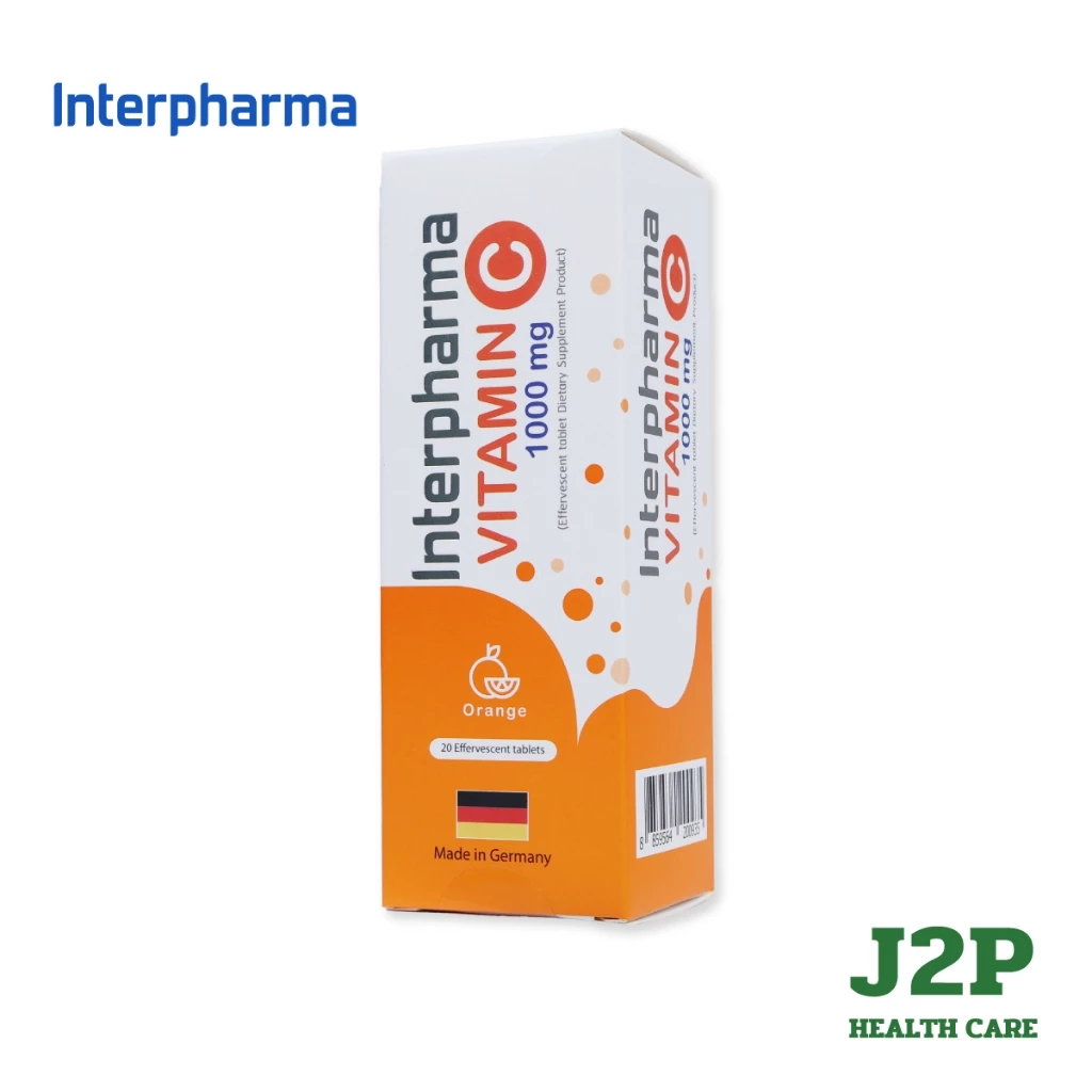 Interpharma Vitamin C 1000mg 20 tab วิตามิน ซี ผลิตภัณฑ์เสริมอาหารชนิดเม็ดฟู่