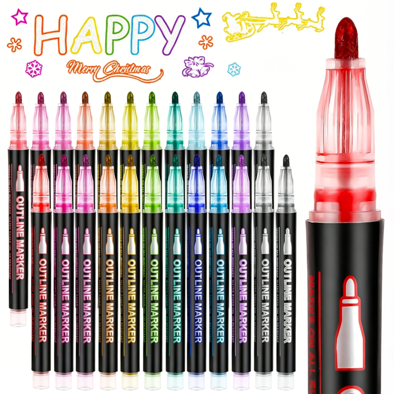 🚚พร้อมส่ง🚚 ชุดปากกาเส้นคู่คอนทัวร์ 8/12/24 สี Out Line Marker ปากกาเขียนงานศิลปะ DIY