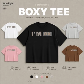 COD จัดส่งตลอด 24 ชั่วโมง Woo Right Boxy crop tee เสื้อยืดครอป I love my job I love money เสื้อยืดผ