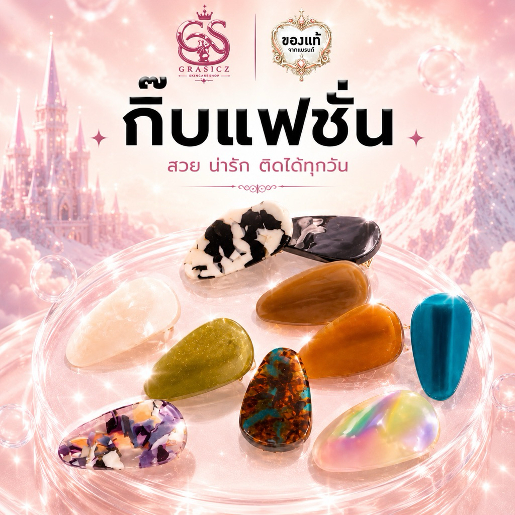 กิ๊บหนีบผม ตกแต่งผมผู้หญิง France Handmade ลายหินอ่อน