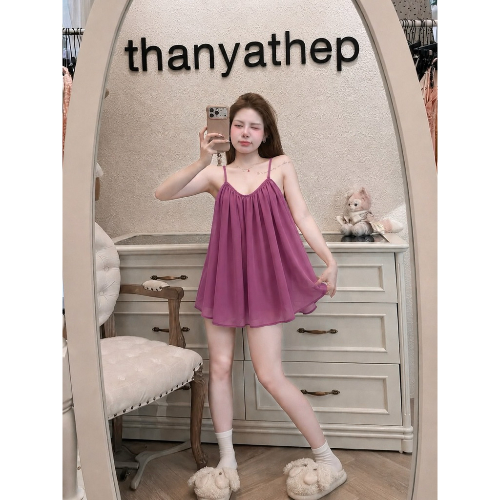#Thanyathep TYT เซท2ชิ้น มินิเดรส มาพร้อมกางเกงขาสั้นบอลลูนสุดฮิต ซับในอย่างดีเรียบหรูดูแพง เนื้อผ้านิ่ม