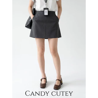Candy Cutey รองเท้าแมรี่เจนส้นบล็อกผู้หญิง หัวเหลี่ยม หนังนิ่ม สายรัดปรับได้ สไตล์วินเทจ ใส่ได้ทุกโอกาส