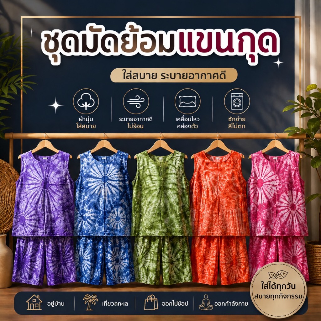 ชุดผ้ามัดย้อม ชุดมัดย้อม ชุดอาม่า ชุดนอน