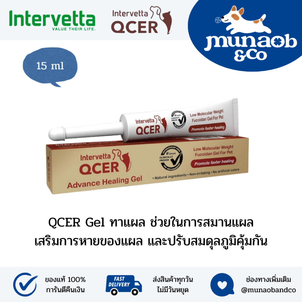 Qcer Advance Healing Gel 15 g เจลทาสมานแผล สำหรับสัตว์เลี้ยง