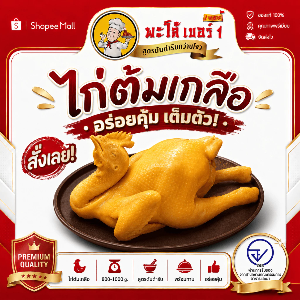 พะโล้ เบอร์1 ไก่ต้มเกลือ หนังกรอบเนื้อนุ่ม พร้อมทาน เมนูยอดฮิต อร่อยเข้มข้น พร้อมส่ง