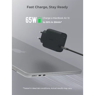 AUKEY PA-F5T หัวชาร์จเร็ว SWIFT 65W PD USB-C PD + USB-A Wall Charger with GaN Technology