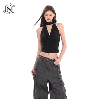 L'NADA 【พร้อมส่ง】เสื้อคอถ่วงคล้องคอ โชว์หลัง แฟชั่น2025(2603)