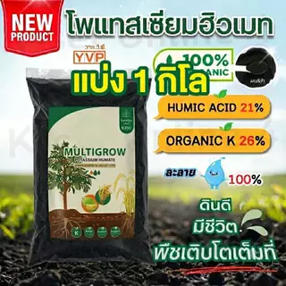 YVP แบ่ง1กก. Black Earth โพแทสเซียมฮิวเมท ผงฮิวมิกเข้มข้นละลายน้ำ ฉีดพ่นทางใบ ฟื้นฟูดิน บำรุงดิน บำรุงราก ปลอดสารเคมีธรร