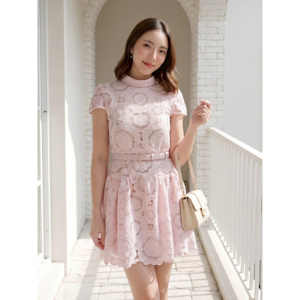 MG262-0626 : Pink Floral Lace Dress